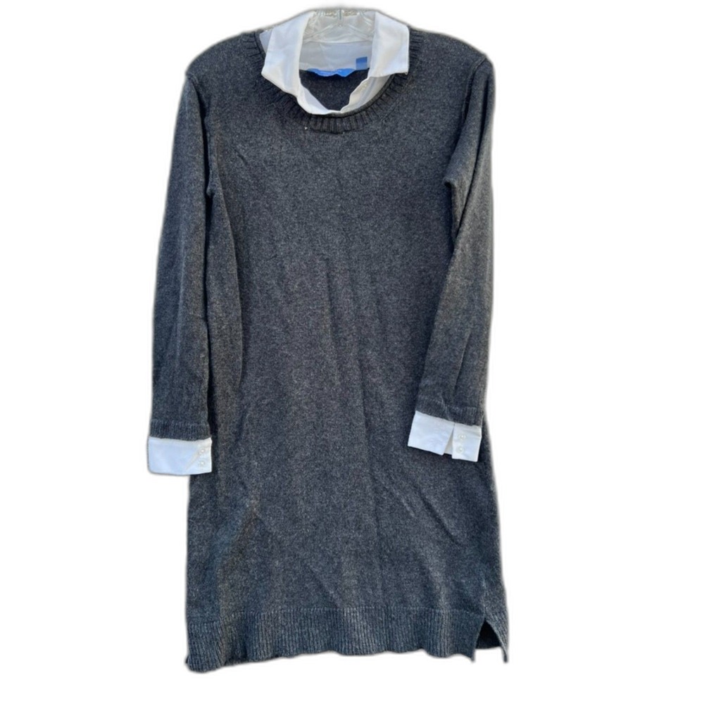 SIMPLY VERA‎ VERA WANG WOMENS SHIRT SWEATER DRESS SIZE S GRAY COLLARED